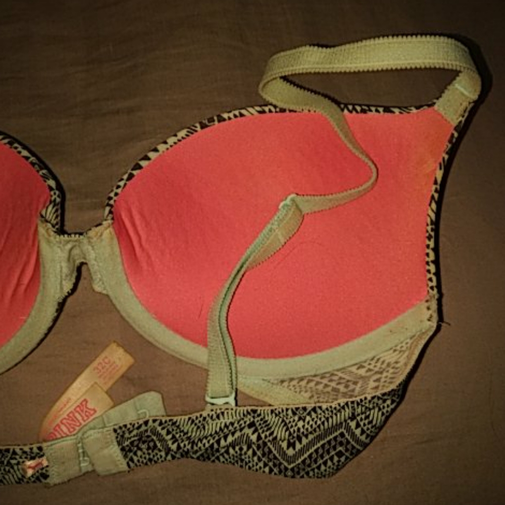 Victoria Secret Pink Padded Bra Black/Teal 32C - Picture 3 of 6